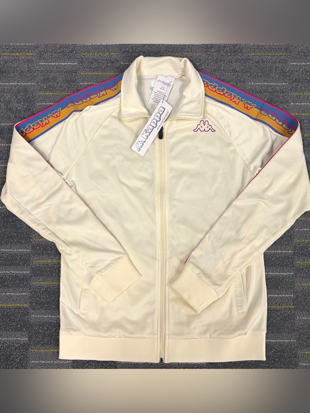 Kappa Track Jacket Mens Med 222 Banda Carambie Stripe Logo Tape Full Zip Active